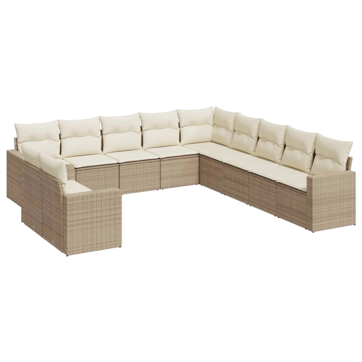 vidaXL 11-Tlg Garten-Sofagarnitur mit Kissen Beige Poly Rattan 3219178 günstig online kaufen