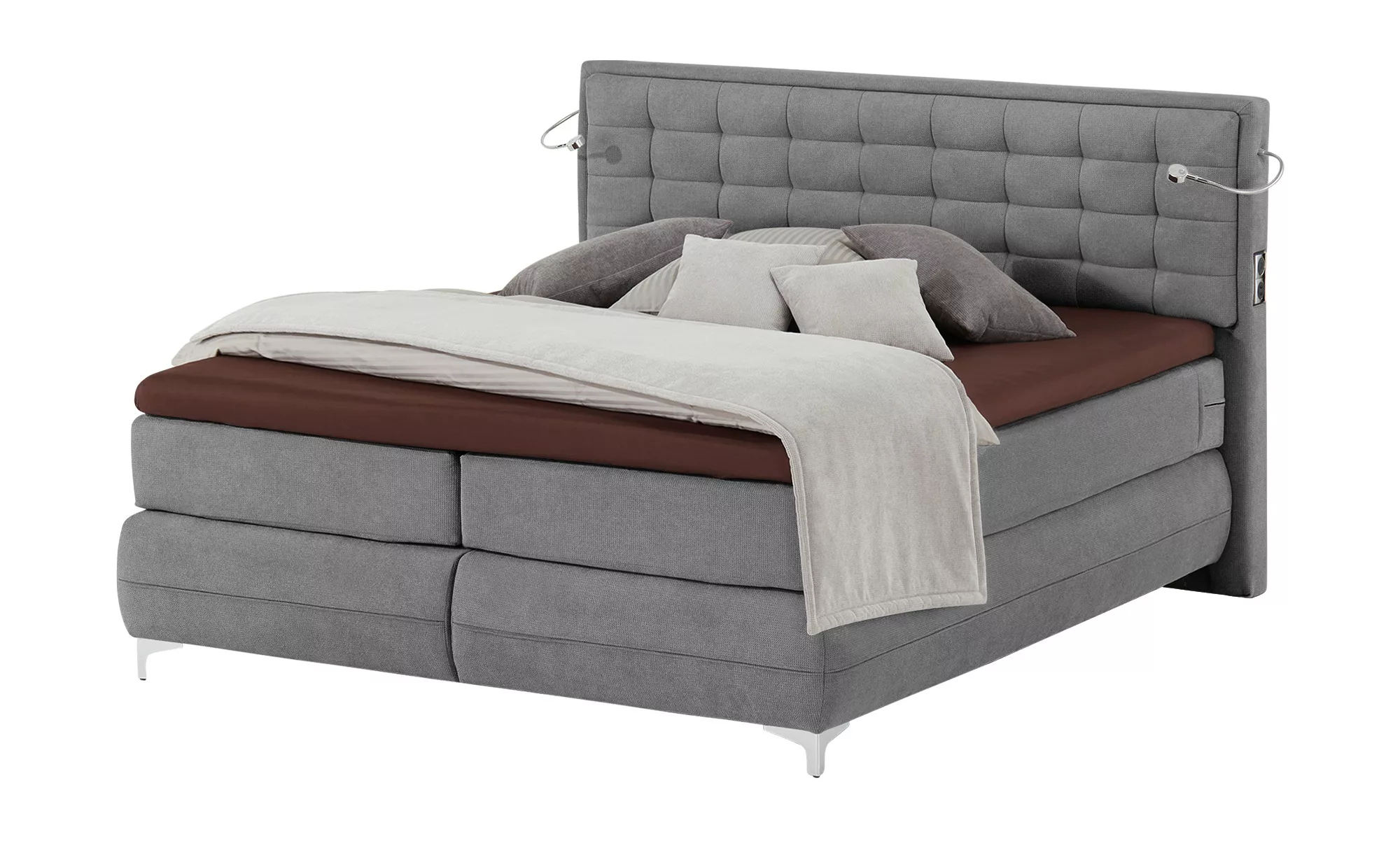 Gallery M Boxspringbett  Dubai - grau - 217 cm - 124 cm - Betten > Boxsprin günstig online kaufen