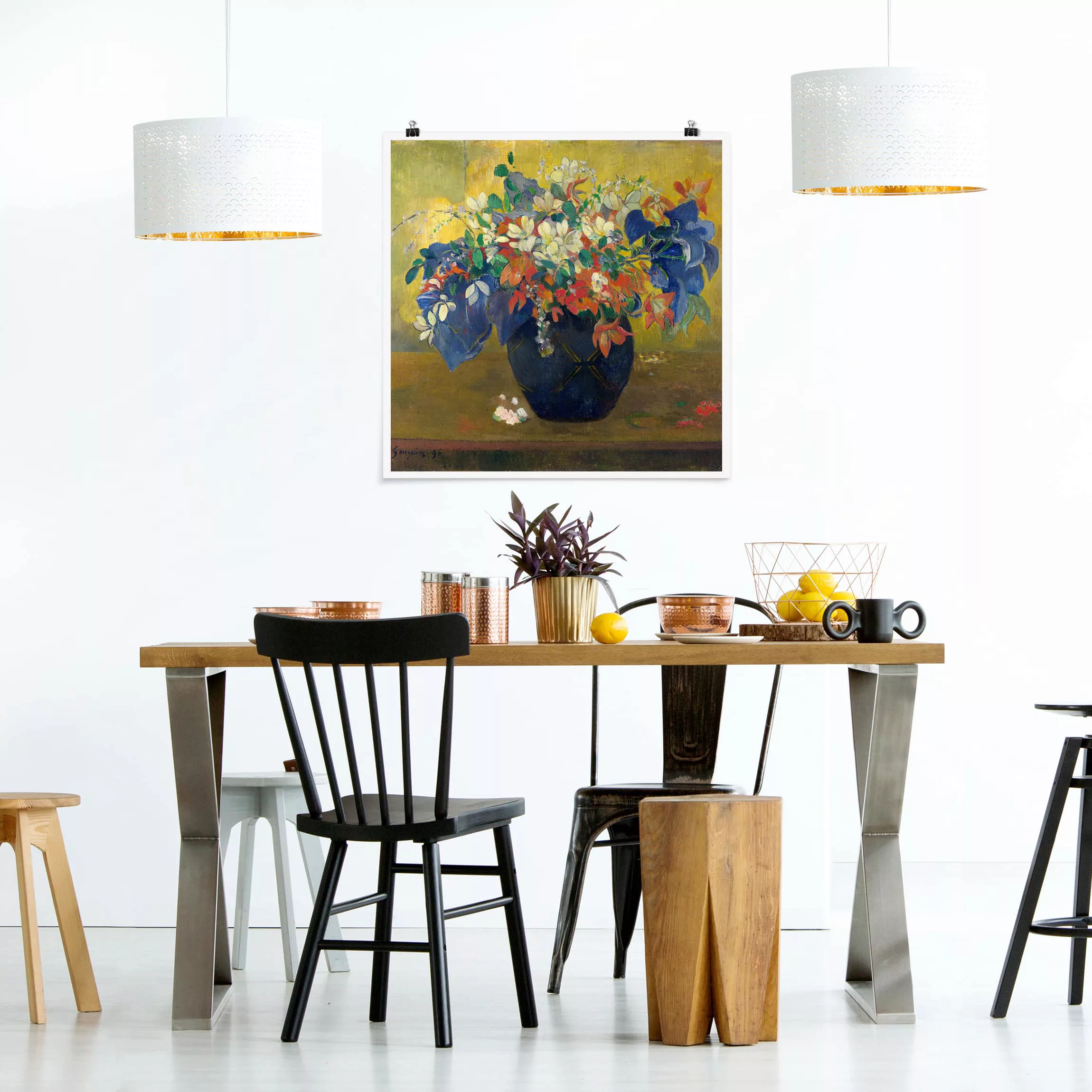 Poster Kunstdruck - Quadrat Paul Gauguin - Vase mit Blumen günstig online kaufen