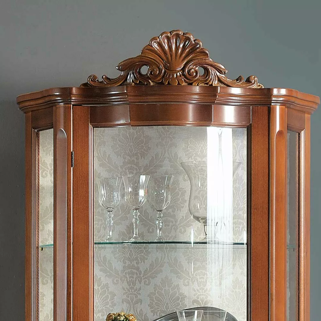 Vitrine im Barock Style Nussbaum furniert günstig online kaufen