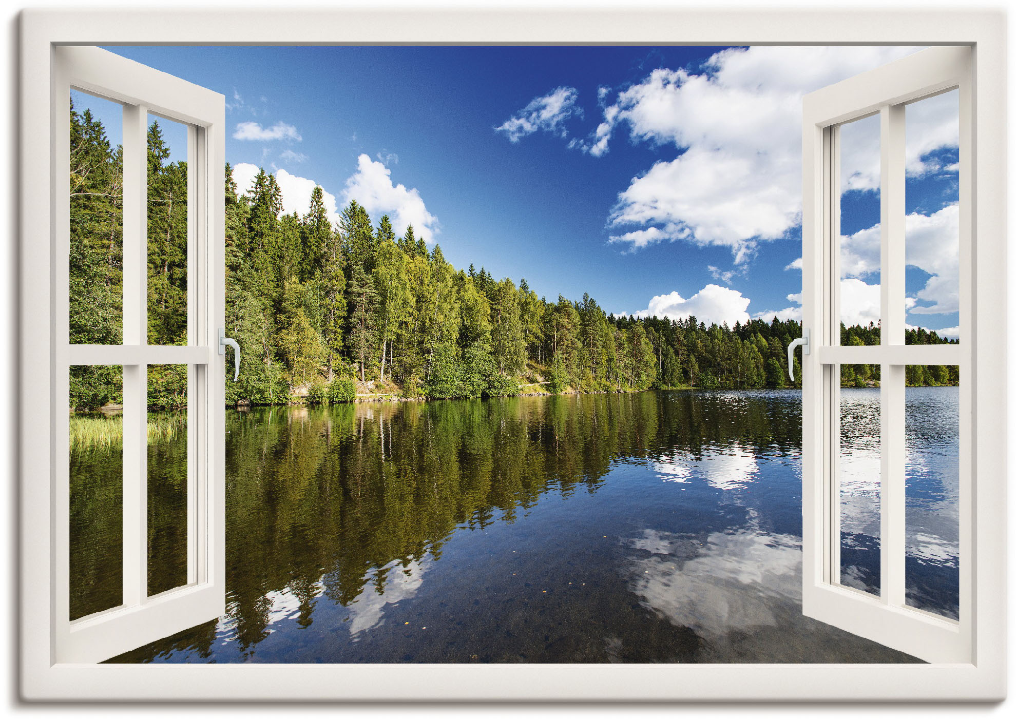 Artland Wandbild "Fensterblick Norwegische Landschaft", Fensterblick, (1 St günstig online kaufen