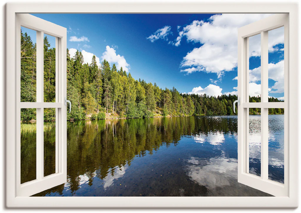 Artland Wandbild "Fensterblick Norwegische Landschaft", Fensterblick, (1 St günstig online kaufen