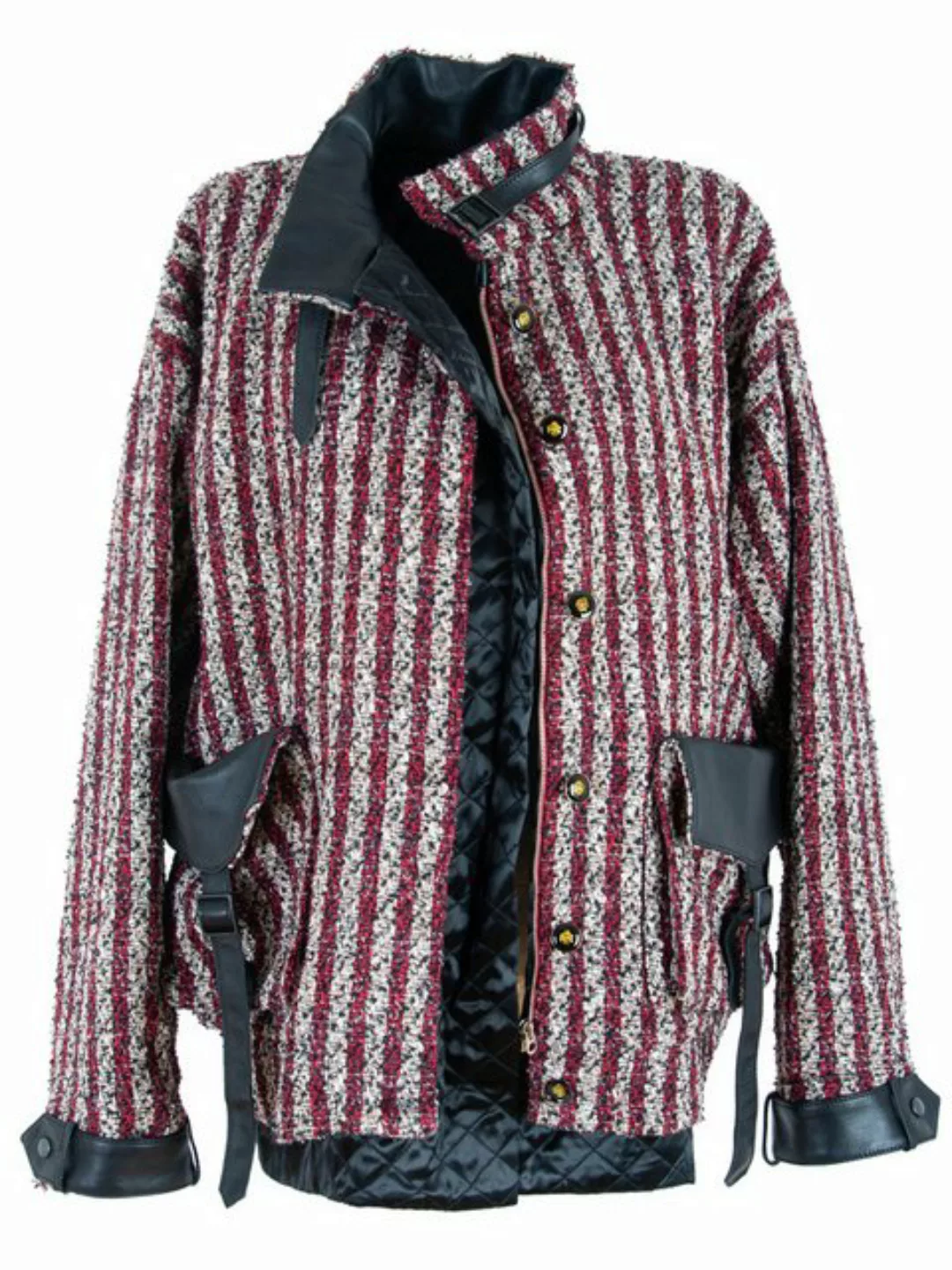 RUA & RUA Blouson Oversized Jacke aus Bouclé-Tweed & Leder günstig online kaufen