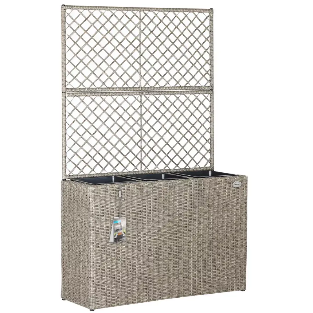 Polyrattan Blumenkasten mit Rankgitter Creme günstig online kaufen