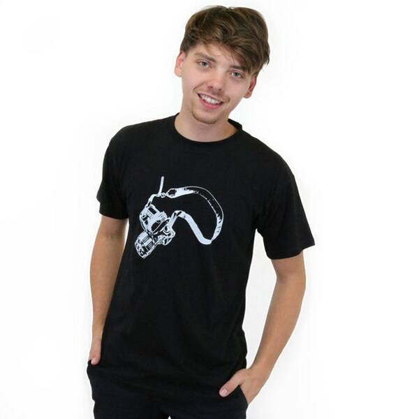 T-shirt "Kamera" Schwarz, Weiß Bedruckt, Siebdruck, Foto günstig online kaufen