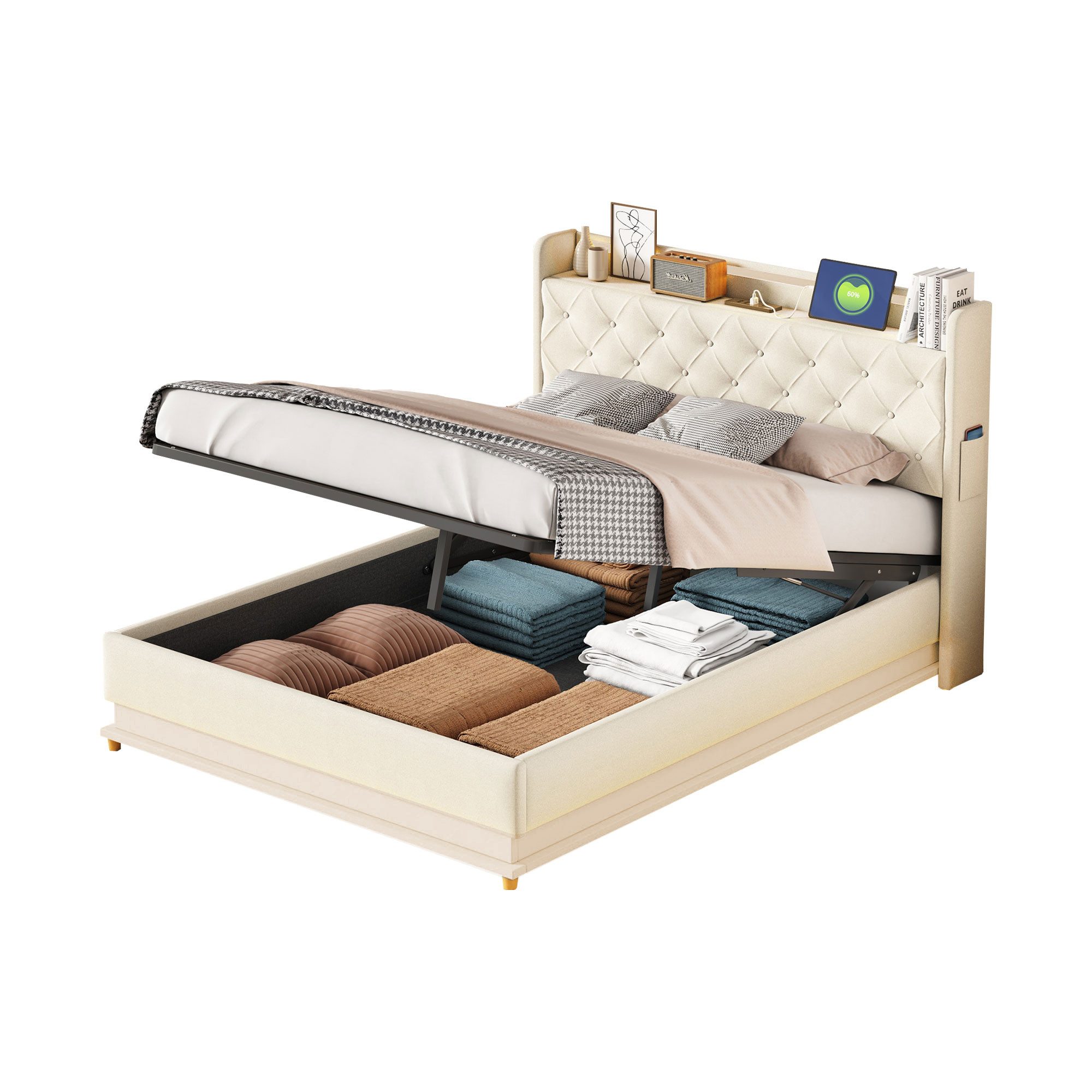 OKWISH Polsterbett Funktionsbett mit USB-Ladeanschluss und günstig online kaufen