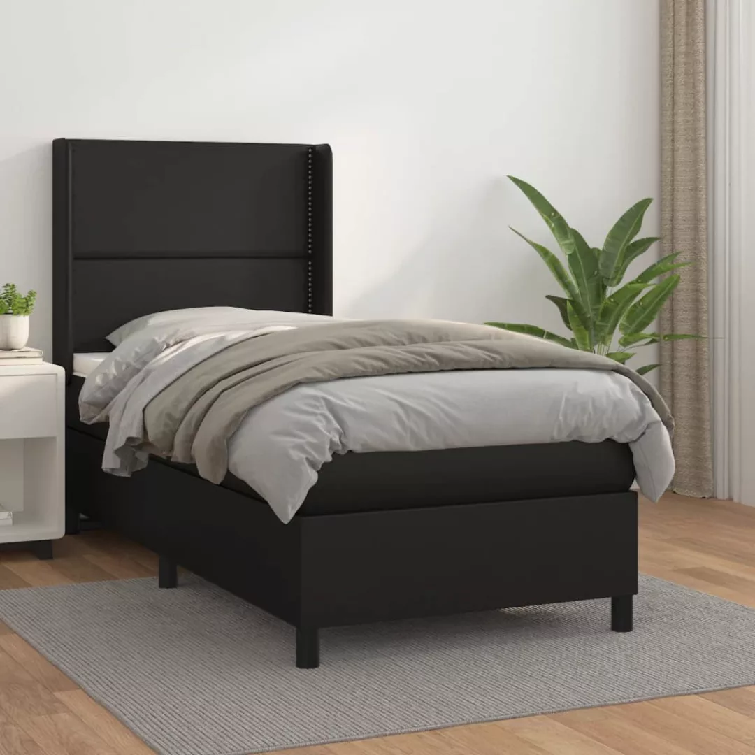 Vidaxl Boxspringbett Mit Matratze Schwarz 90x200 Cm Kunstleder günstig online kaufen