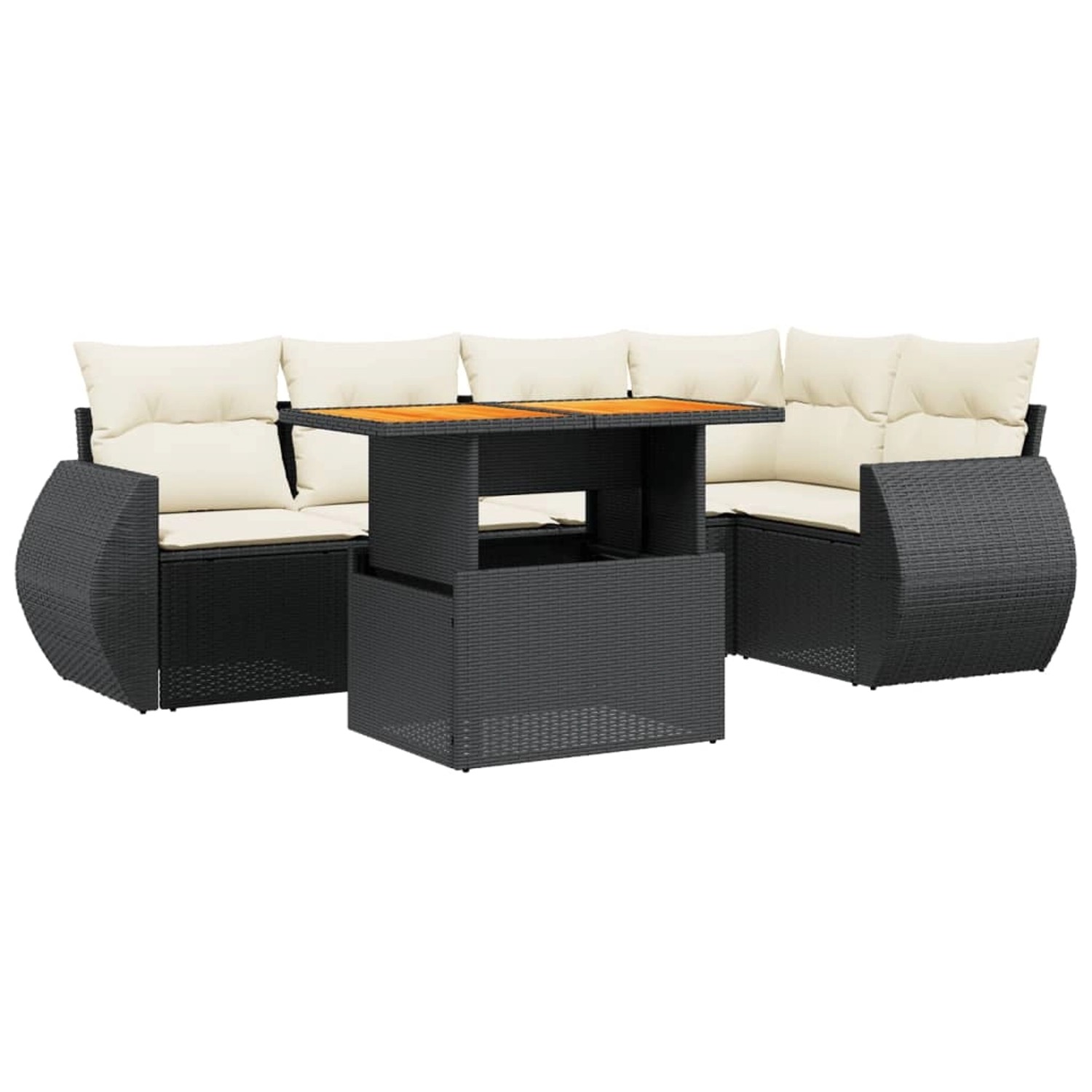 vidaXL 6-Tlg Garten-Sofagarnitur mit Kissen Schwarz Poly Rattan 3272183 günstig online kaufen