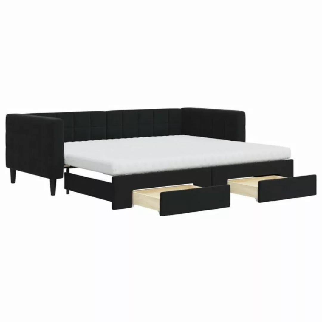 vidaXL Gästebett Tagesbett Ausziehbar mit Schubladen Schwarz 90x200 cm Samt günstig online kaufen