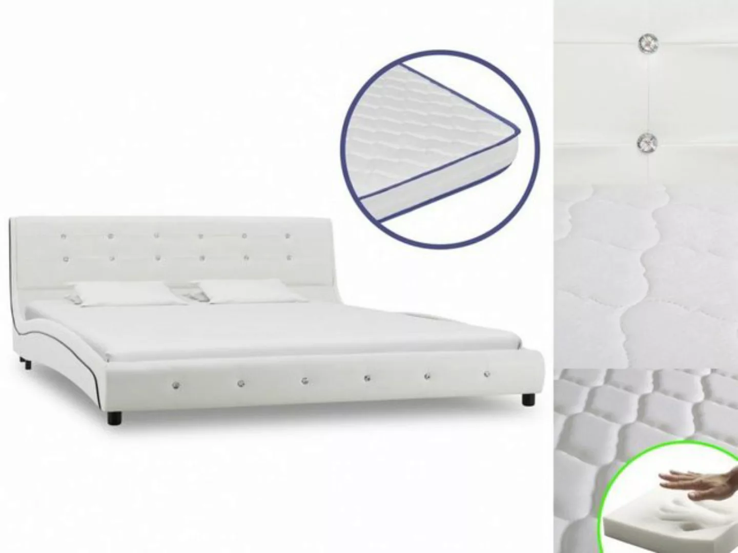 Bett Mit Memory-schaum-matratze Weiß Kunstleder 160x200cm günstig online kaufen