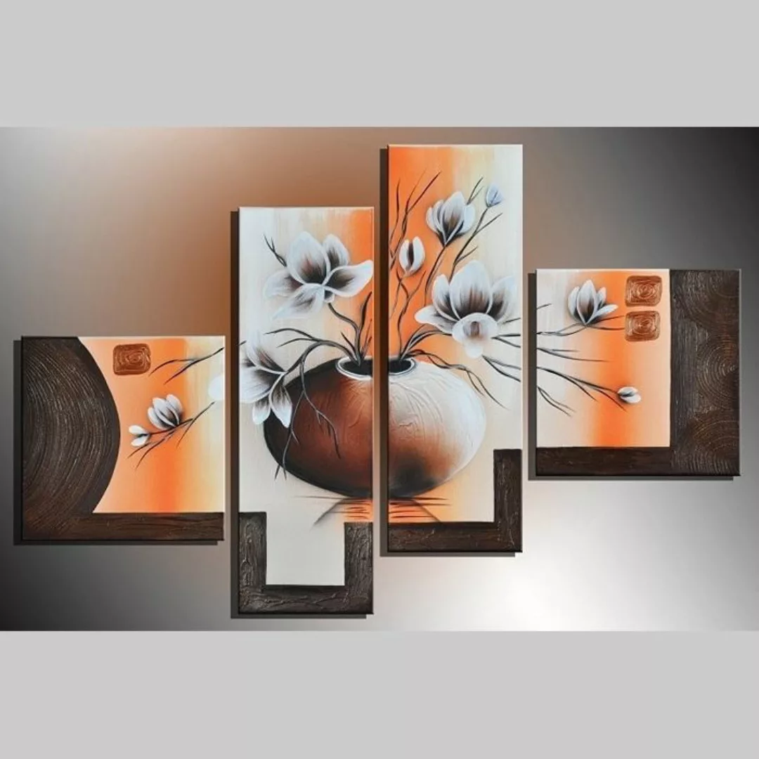 4 Leinwandbilder BLUMEN (4) 100 x 70cm Handgemalt günstig online kaufen