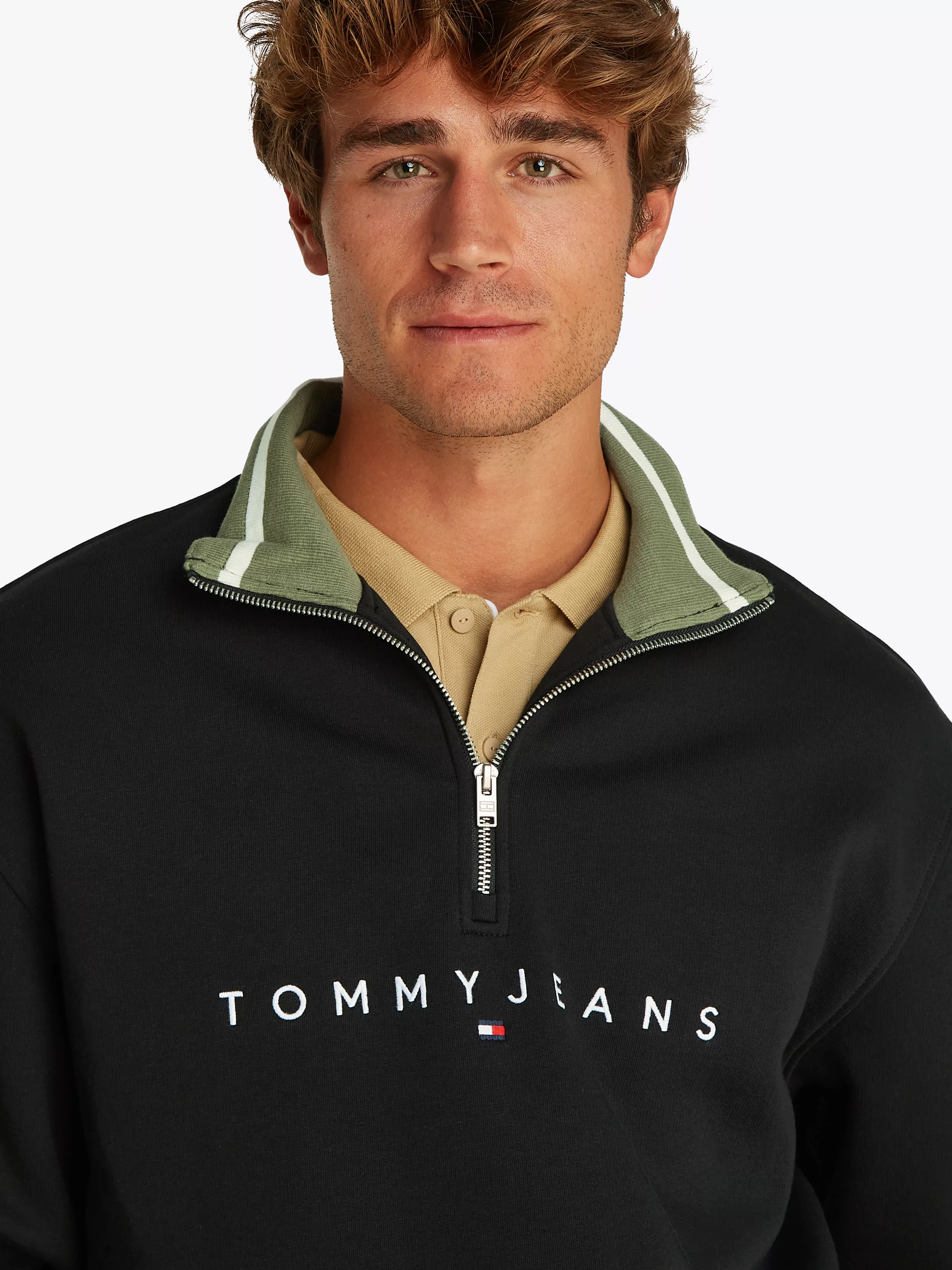 Tommy Jeans Sweatshirt "TJM RLX LINEAR 1/4 ZIP", Mit Rundhalsausschnitt günstig online kaufen