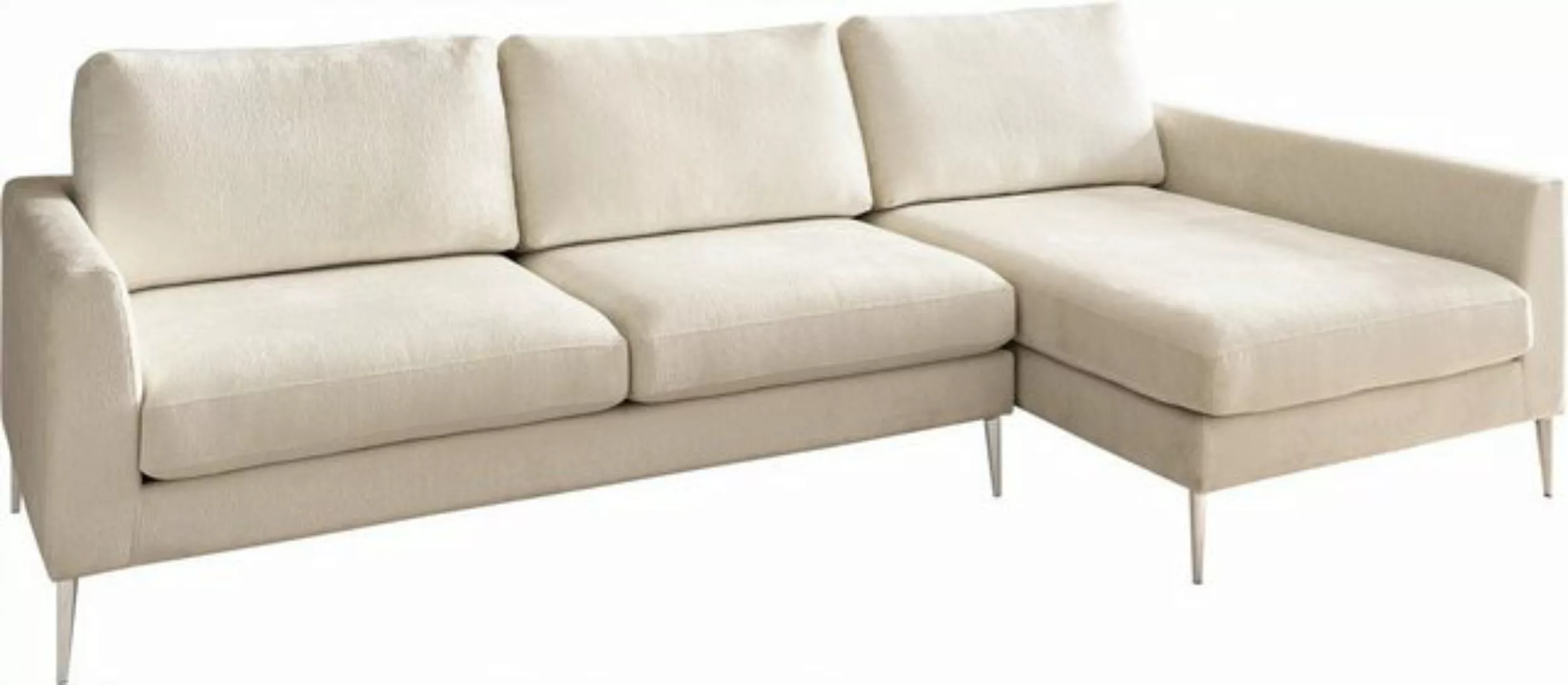 DELIFE Ecksofa Marla, Chenille Creme-Weiß 285x140 cm Ottomane rechts Ecksof günstig online kaufen