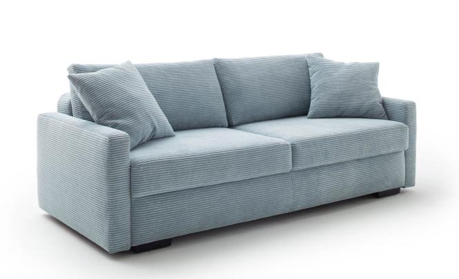 Funktionssofa inkl. Bettkasten und Topper Blau / Grau günstig online kaufen