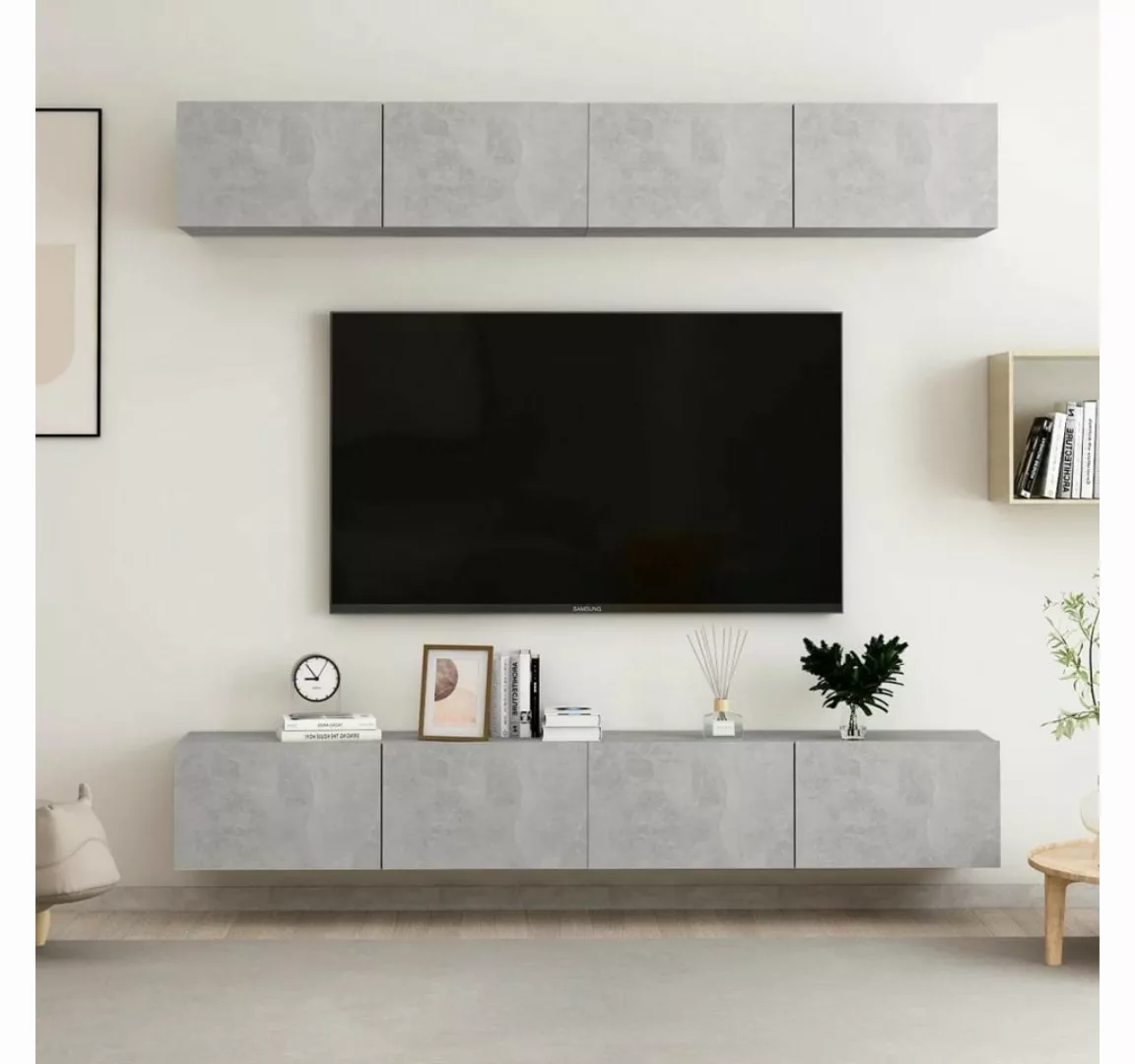 furnicato TV-Schrank TV-Schränke 4 Stk. Betongrau 100x30x30 cm Holzwerkstof günstig online kaufen