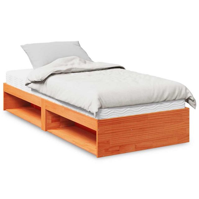 vidaXL Bett, Tagesbett mit Matratze Wachsbraun 90x200 cm Massivholz Kiefer günstig online kaufen