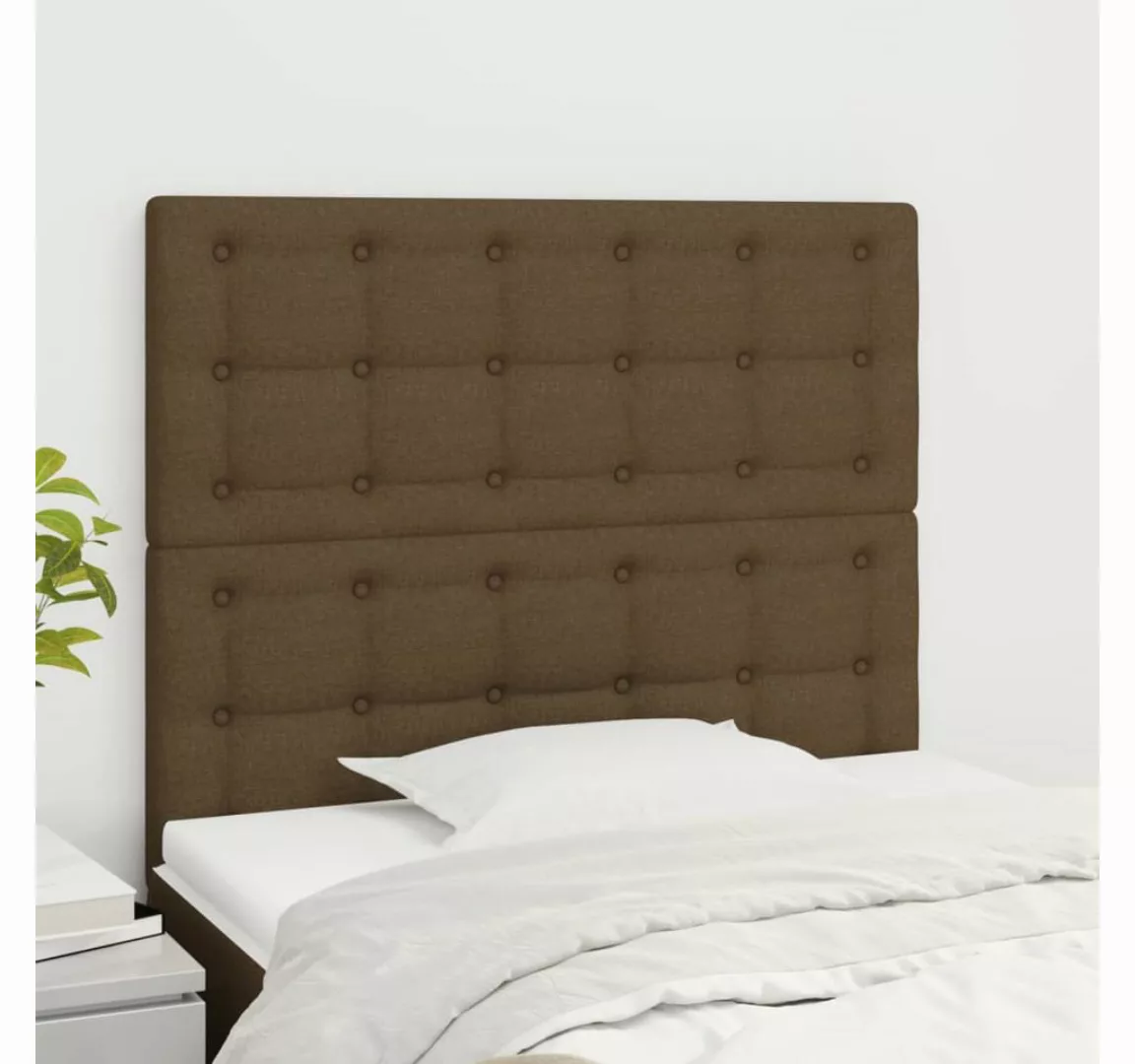 vidaXL Bett, Kopfteile 2 Stk. Dunkelbraun 100x5x78/88 cm Stoff günstig online kaufen