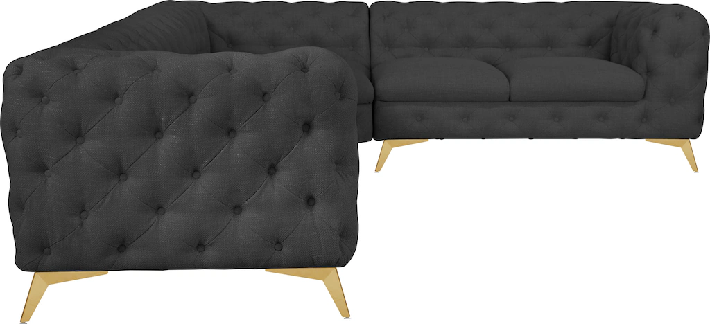 Leonique Chesterfield-Sofa "Ecksofa GLYNIS L-Form mit Wellenunterfederung, günstig online kaufen