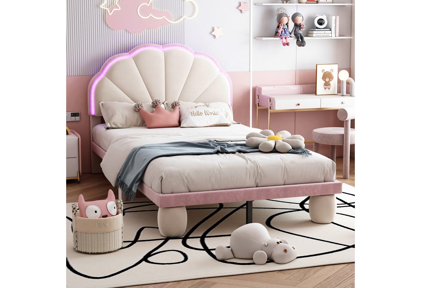 MODFU Kinderbett Polsterbett Einzelbett Tagesbett Gästebett (mit mehrfarbig günstig online kaufen