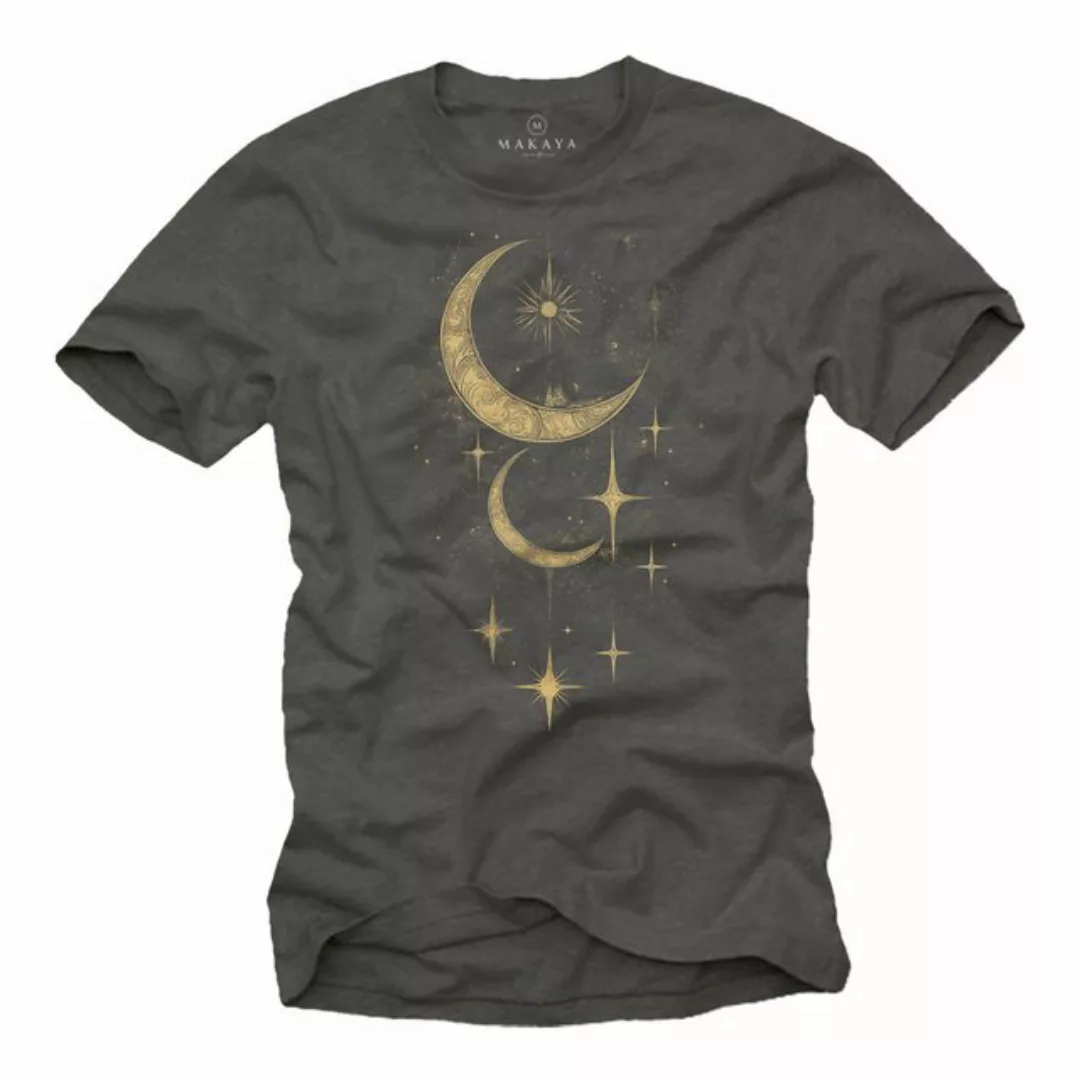 MAKAYA Kurzarmshirt Herren Sonne Mond Sterne Astronomie T-Shirt für Männer günstig online kaufen