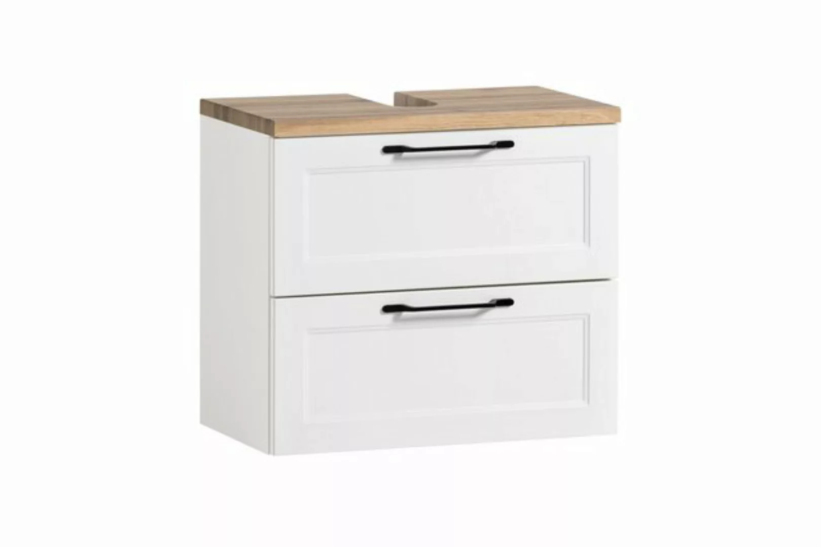 freiraum Waschbeckenunterschrank Lyon in weiß, Wotaneiche, MDF - 60x54x35cm günstig online kaufen