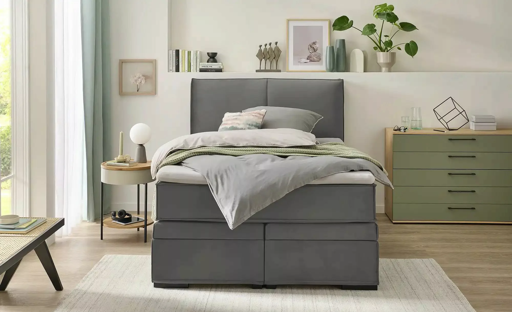 Boxi Boxspringbett mit Bettkasten Boxi Urban ¦ grau ¦ Maße (cm): B: 140 H: günstig online kaufen