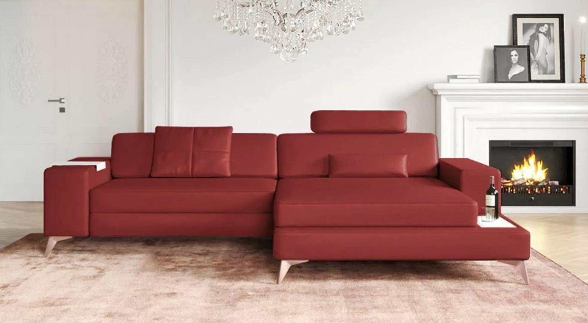 BULLHOFF Ecksofa Leder Ecksofa Eckcouch L-Form Designsofa LED Wohnlandschaf günstig online kaufen