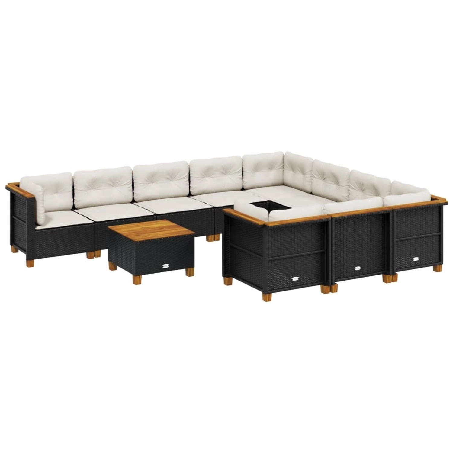 vidaXL 11-tlg Garten-Sofagarnitur mit Kissen Schwarz Poly Rattan Modell 131 günstig online kaufen