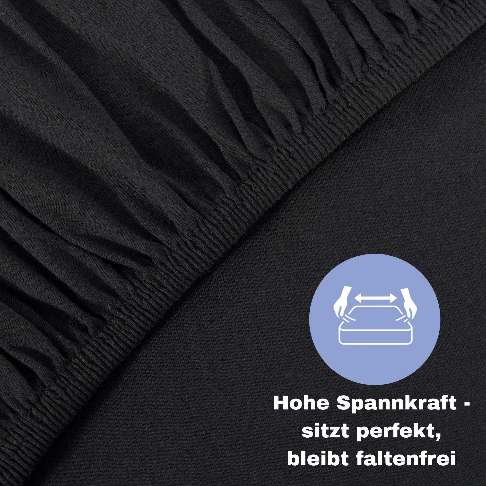 leevitex® Spannbettlaken Spannbettlaken Schwarz 2er Pack günstig online kaufen