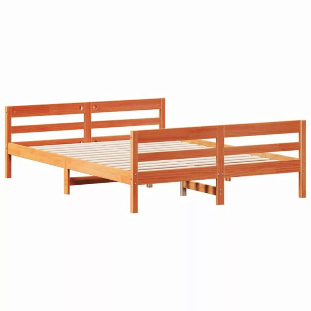 vidaXL Bett Massivholzbett ohne Matratze Wachsbraun 120x200 cm Kiefernholz günstig online kaufen