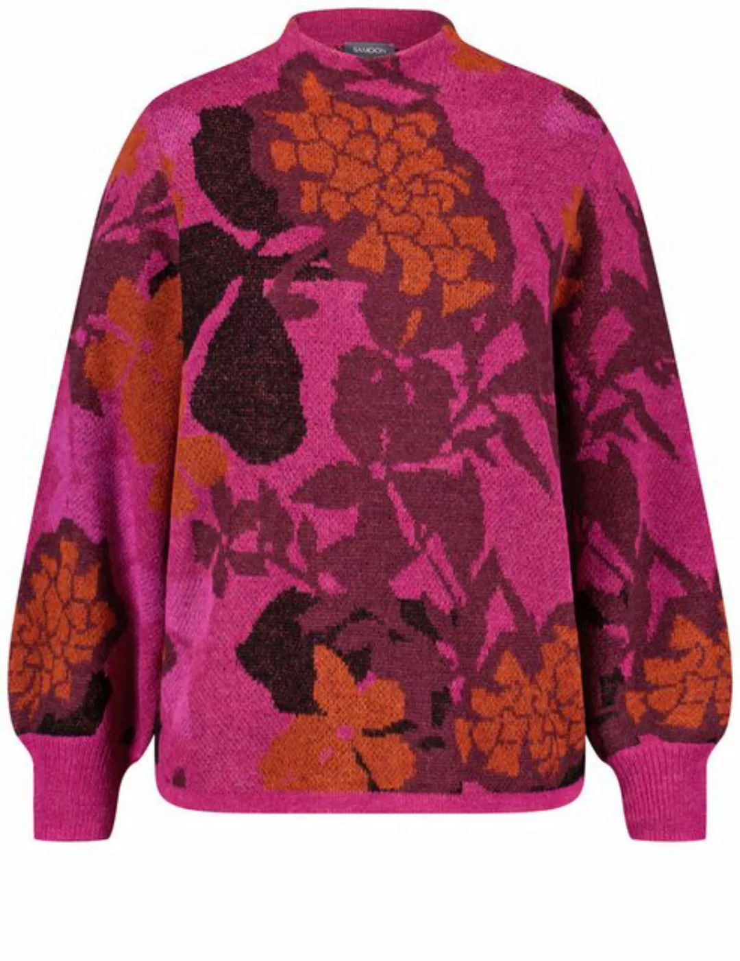 Samoon Rundhalspullover Pullover mit floralem Jacquardmuster günstig online kaufen