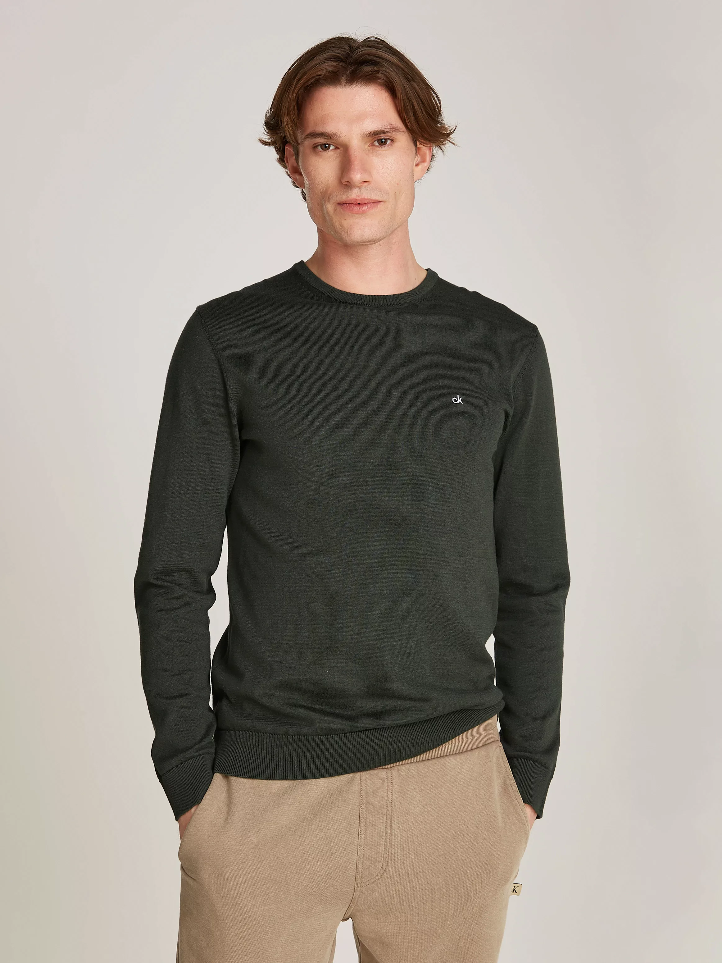 Calvin Klein Rundhalspullover "COTTON SILK BLEND CN SWEATER", mit Logoprägu günstig online kaufen