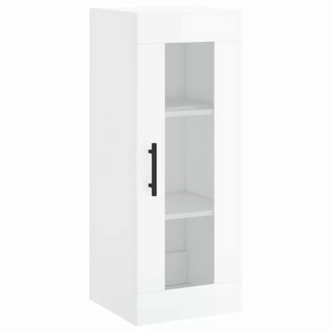 vidaXL Hängeschrank Wandschrank Hochglanz-Weiß 34,5x34x90 cm Glas Vitrine H günstig online kaufen