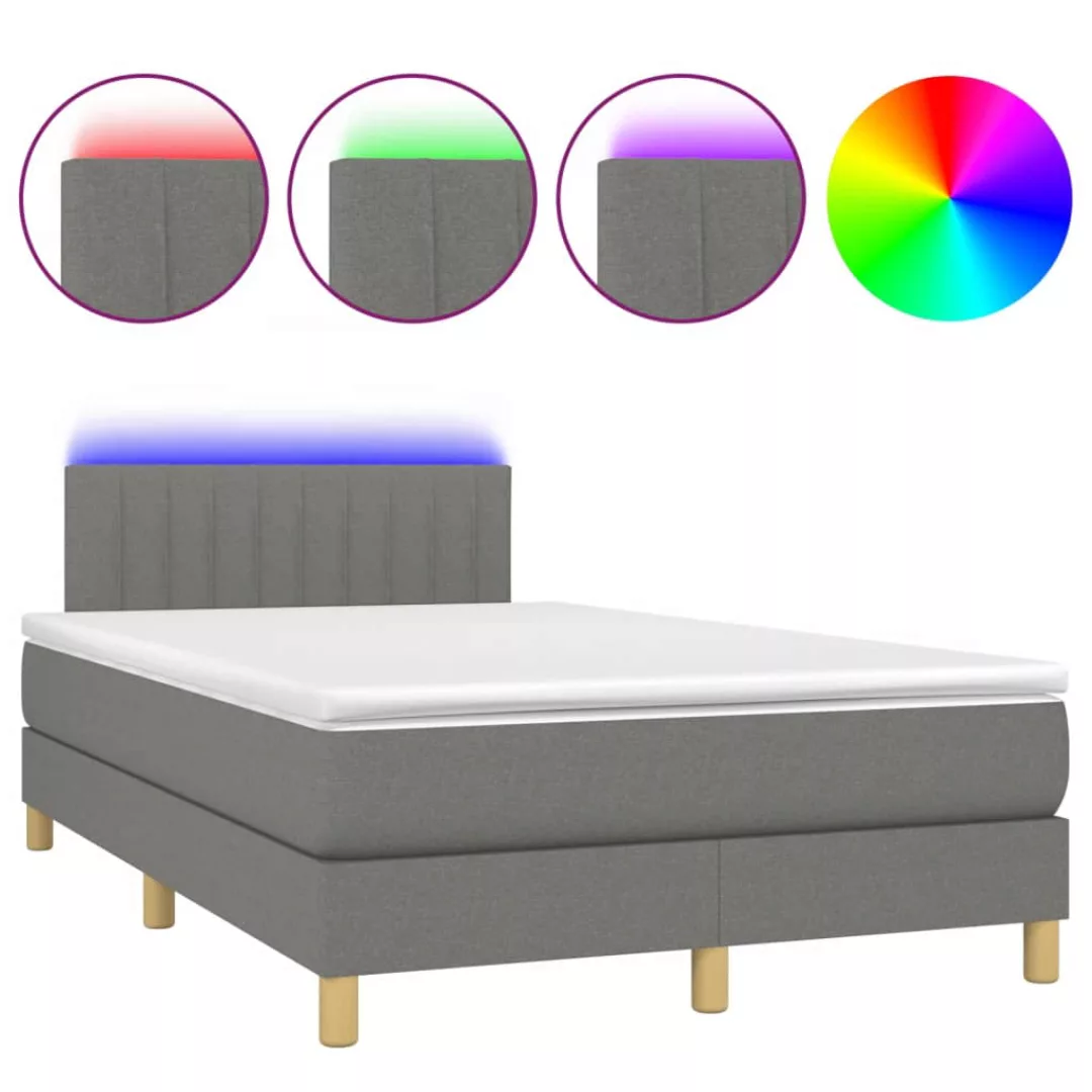 Vidaxl Boxspringbett Mit Matratze & Led Dunkelgrau 120x200 Cm Stoff günstig online kaufen