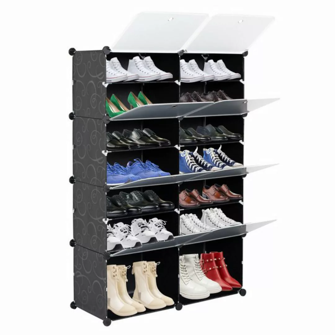 OBOSOE Schuhschrank Kunststoff Schuhablage mit 14 Fächer und 2 Reihen günstig online kaufen