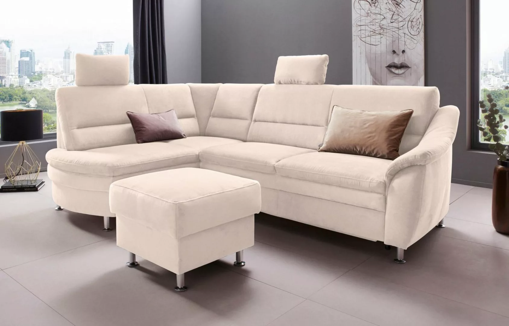 Places of Style Ecksofa Cardoso L-Form, Federkern, wahlweise mit Bett, Schu günstig online kaufen