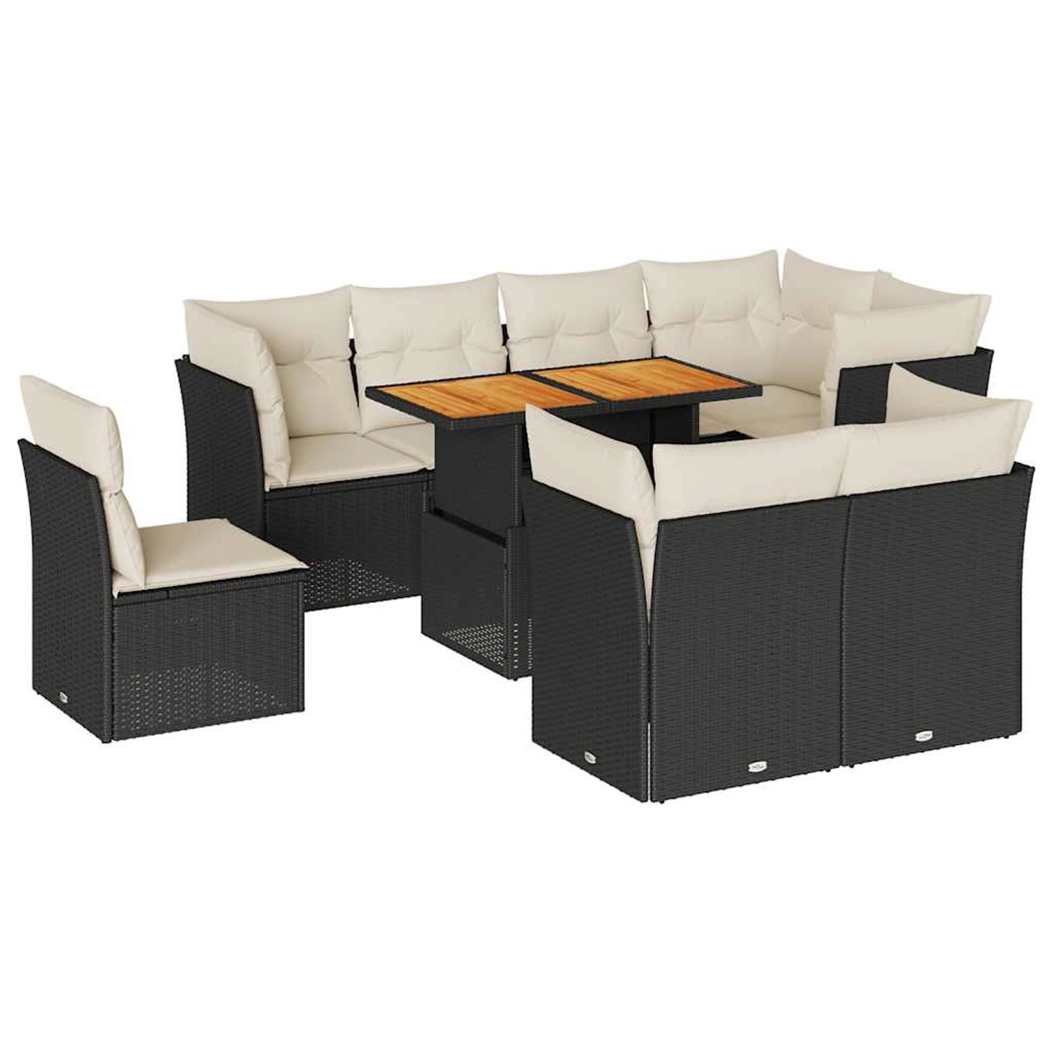 vidaXL 9-Tlg Garten-Sofagarnitur mit Kissen Schwarz Poly Rattan 3326940 günstig online kaufen