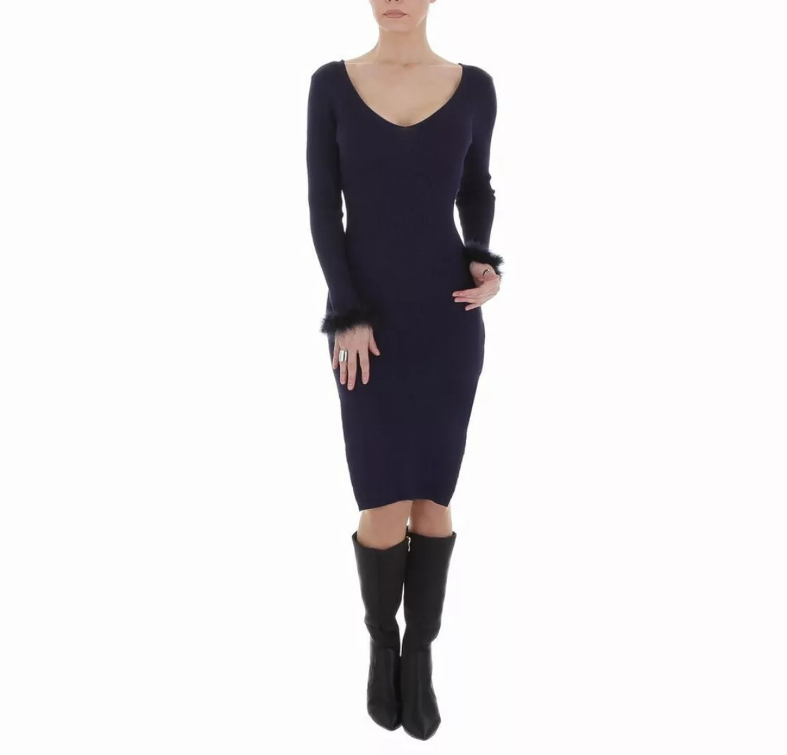 Ital-Design Strickkleid Damen Party & Clubwear Federn Stretch Strickoptik M günstig online kaufen