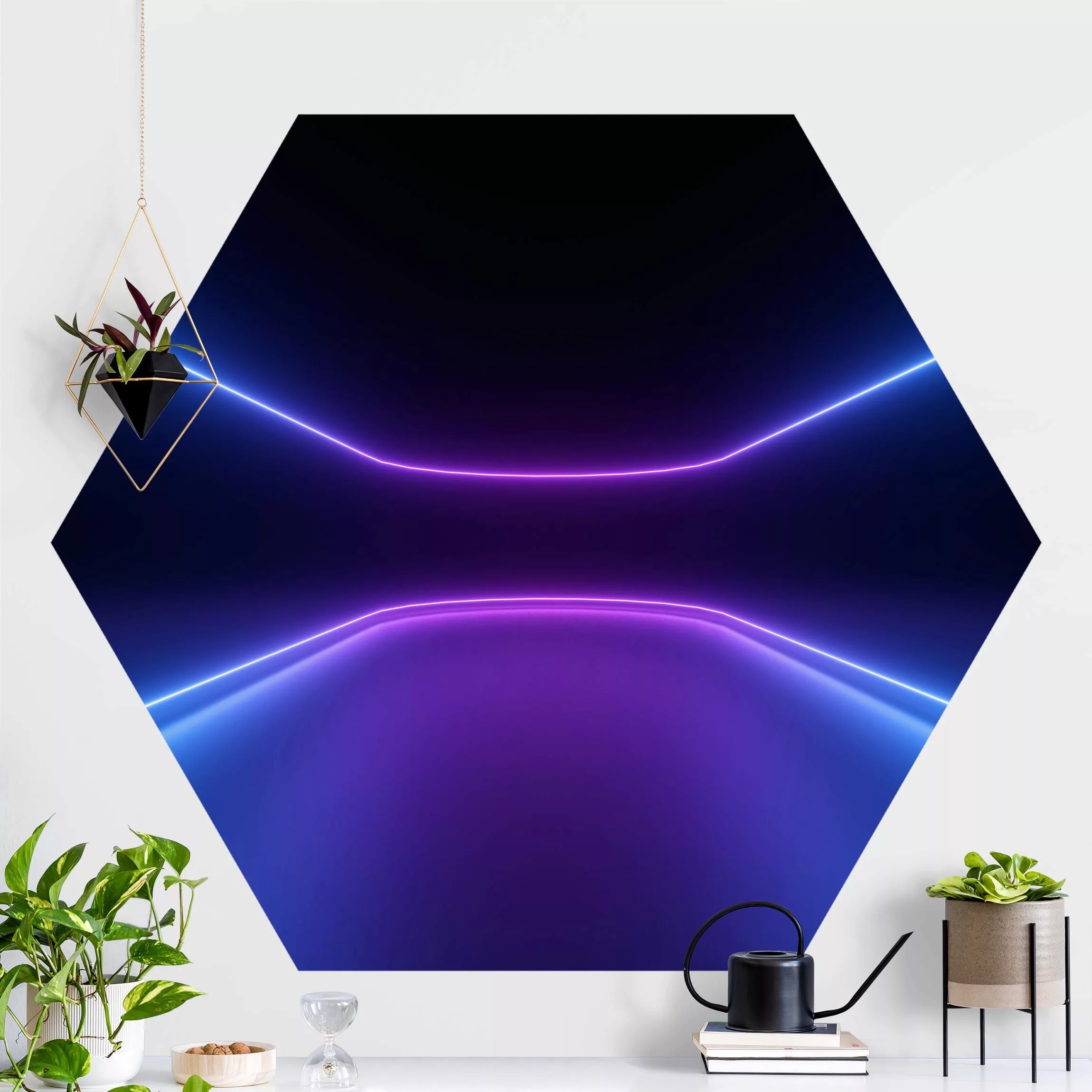 Hexagon Mustertapete selbstklebend Neonlichter günstig online kaufen