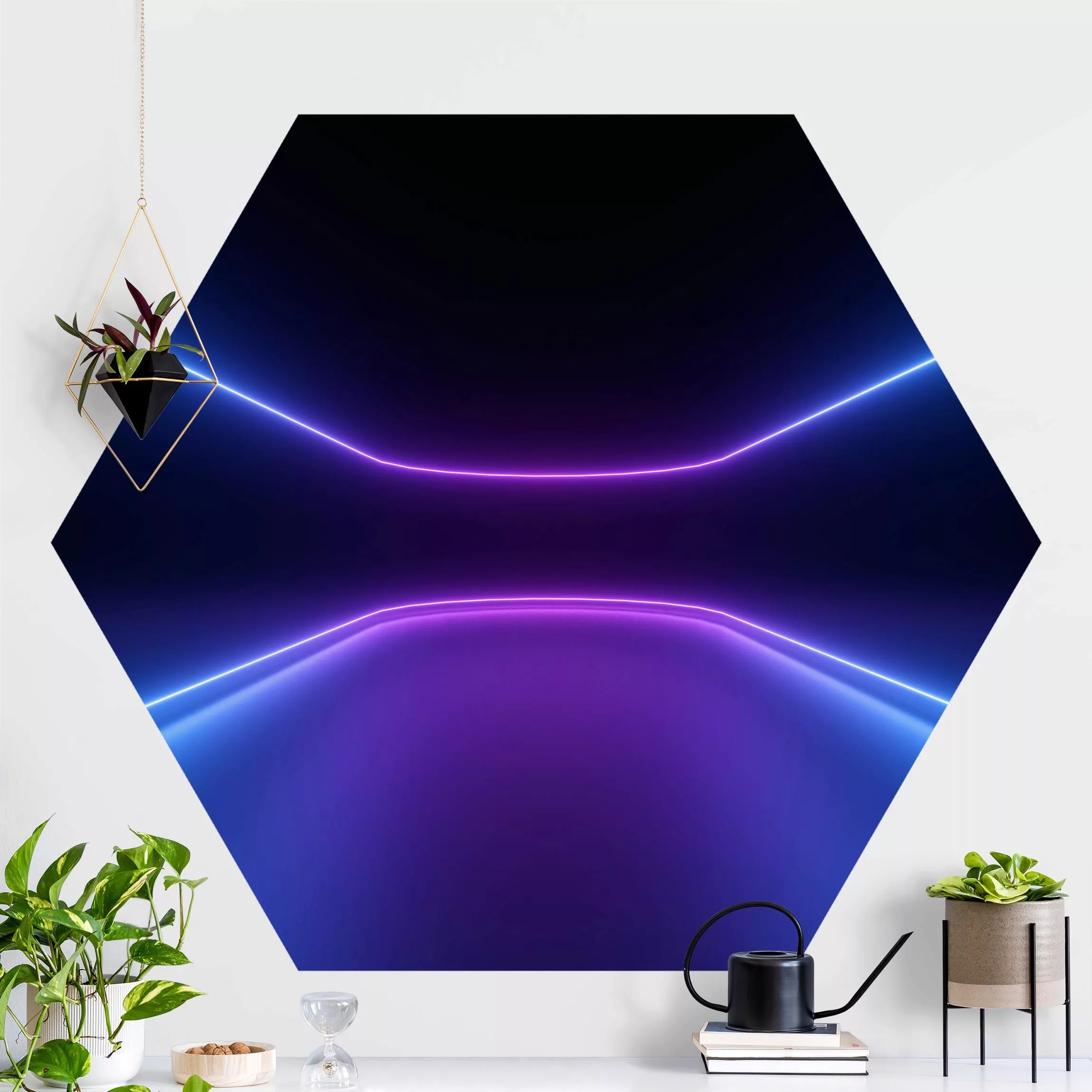 Hexagon Mustertapete Neonlichter günstig online kaufen