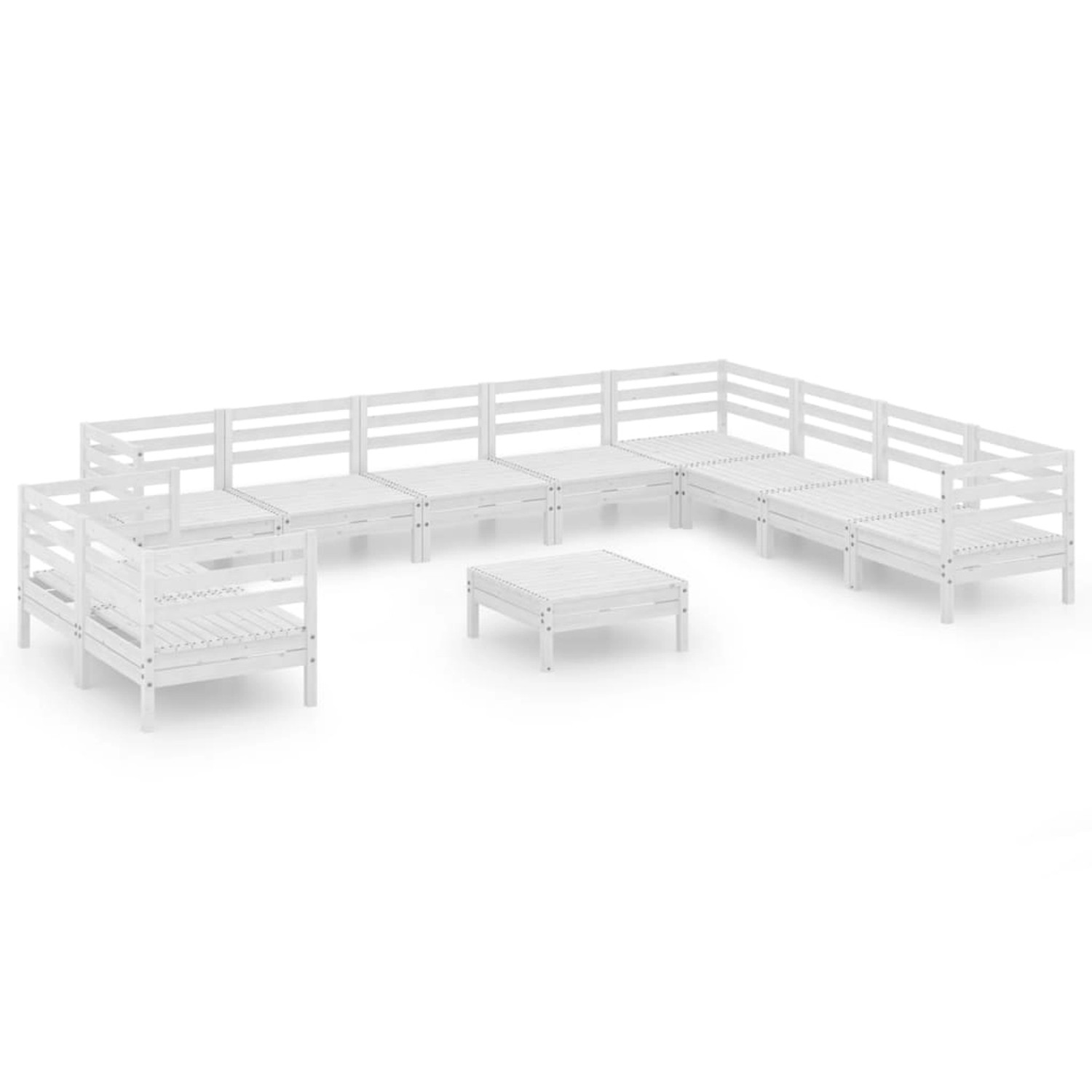 vidaXL 11-Tlg Garten-Lounge-Set Massivholz Kiefer Weiß 3083200 günstig online kaufen
