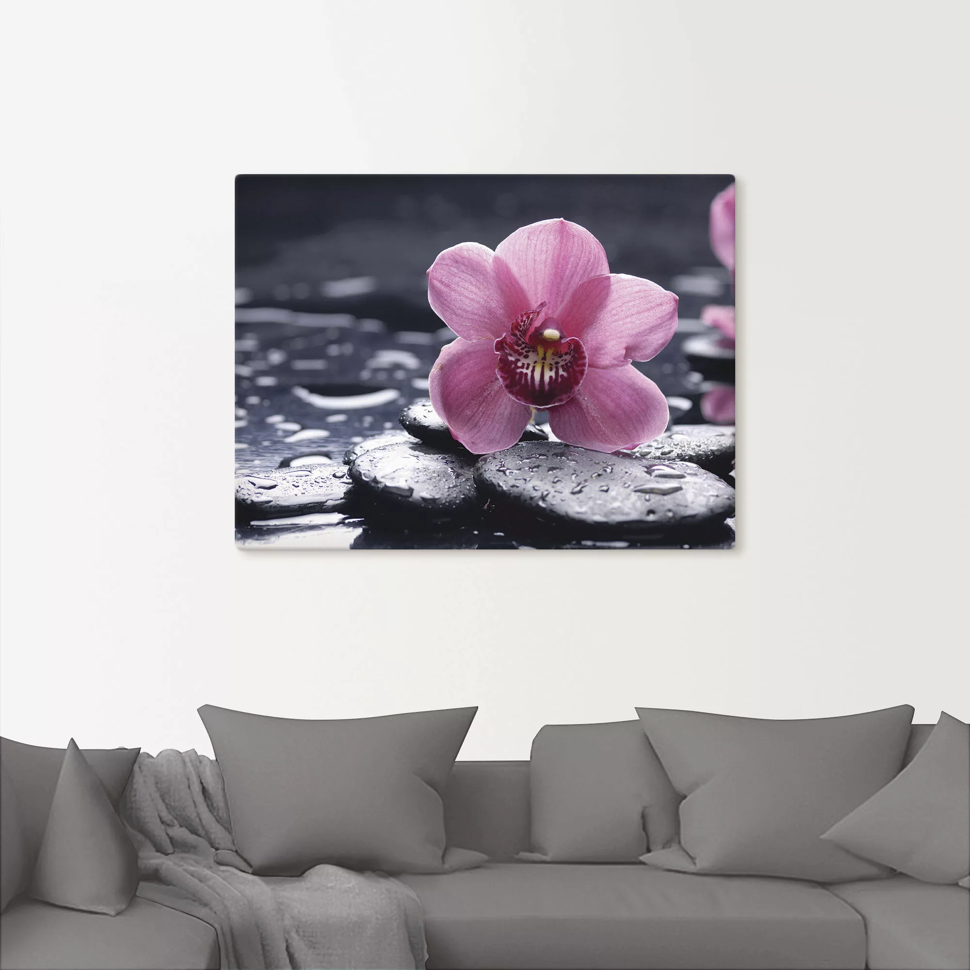 Artland Wandbild "Stillleben mit Kiesel und einer Orchidee", Blumen, (1 St. günstig online kaufen