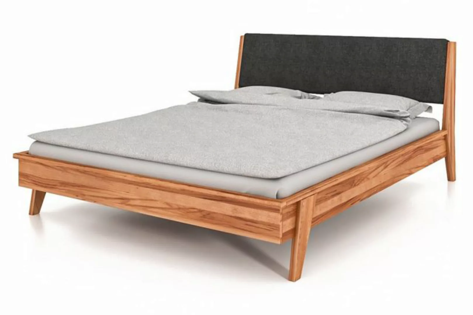 byoak Bett RETRO 100 x 200 aus Massivholz, mit Polsterkopfteil, Naturgeölt günstig online kaufen