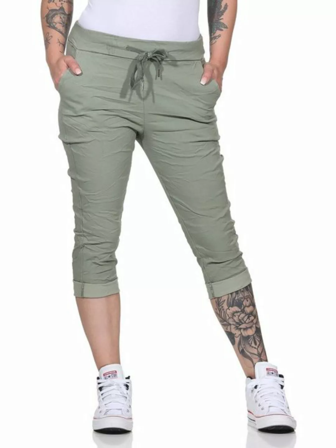 CLEO STYLE Caprihose Damen Capri 8264 34-40 Olive günstig online kaufen