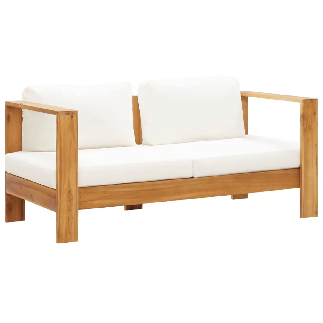 Gartensofa Mit Kissen 140 Cm Akazien Massivholz Cremeweiß günstig online kaufen