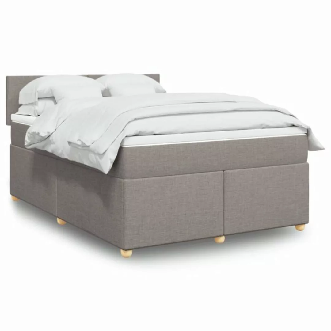 vidaXL Boxspringbett, Boxspringbett mit Matratze Taupe 160x200 cm Stoff günstig online kaufen