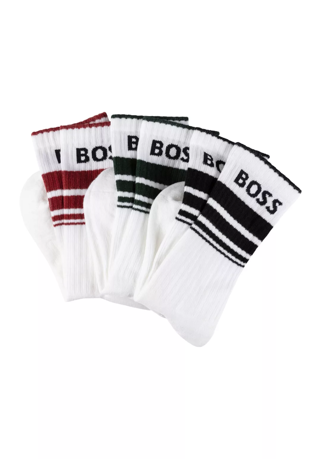 BOSS Freizeitsocken "3P QS Rib Stripe CC", (Packung, 3 Paar), mit BOSS Logo günstig online kaufen