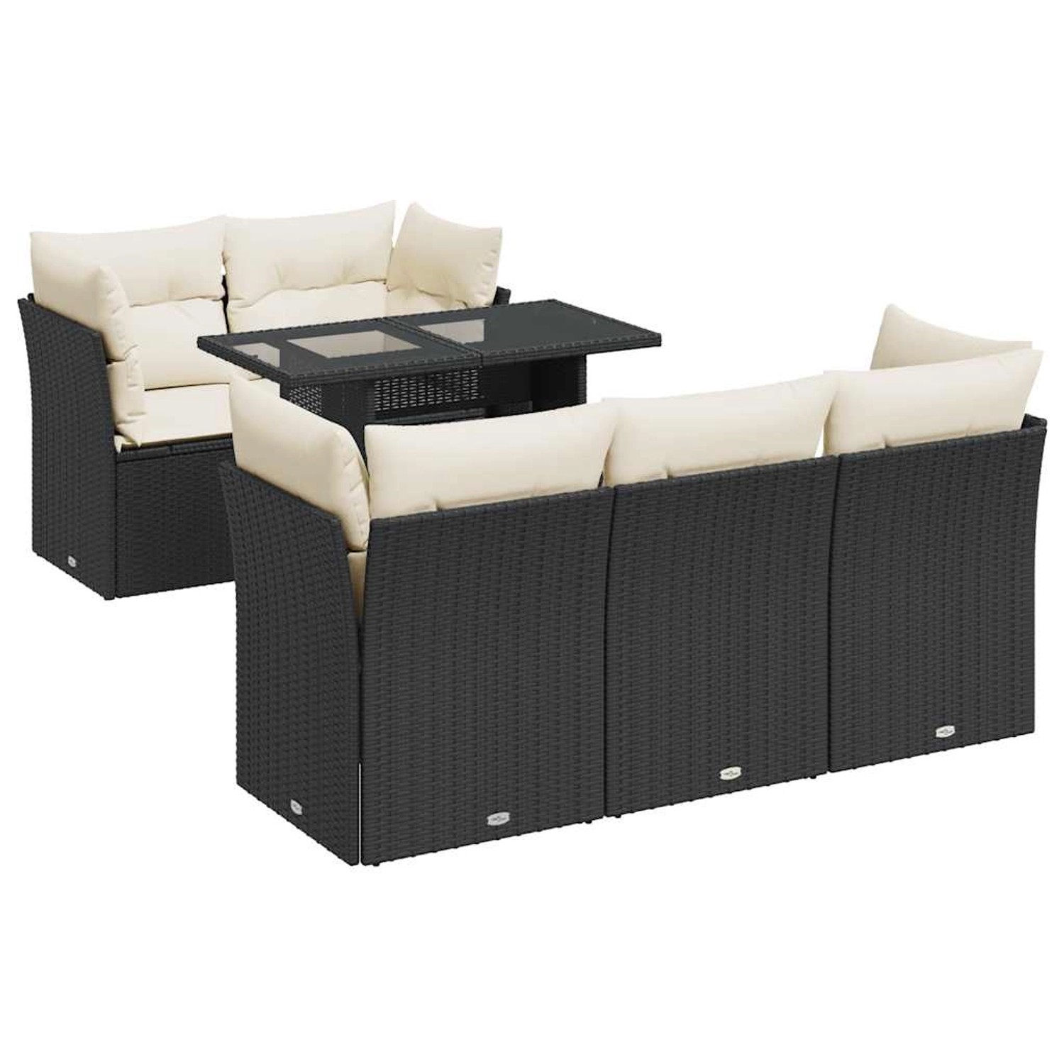 vidaXL 6-Tlg Garten-Sofagarnitur mit Kissen Schwarz Poly Rattan 3326097 günstig online kaufen