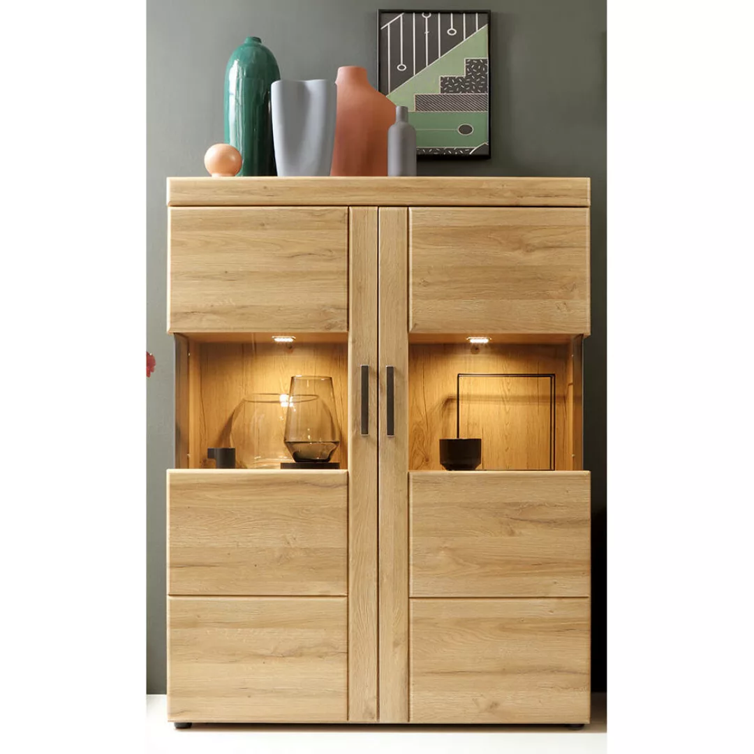 Wohn-/Esszimmer Highboard mit Beleuchtung, Grandson Eiche Nb. CARIATI-129, günstig online kaufen