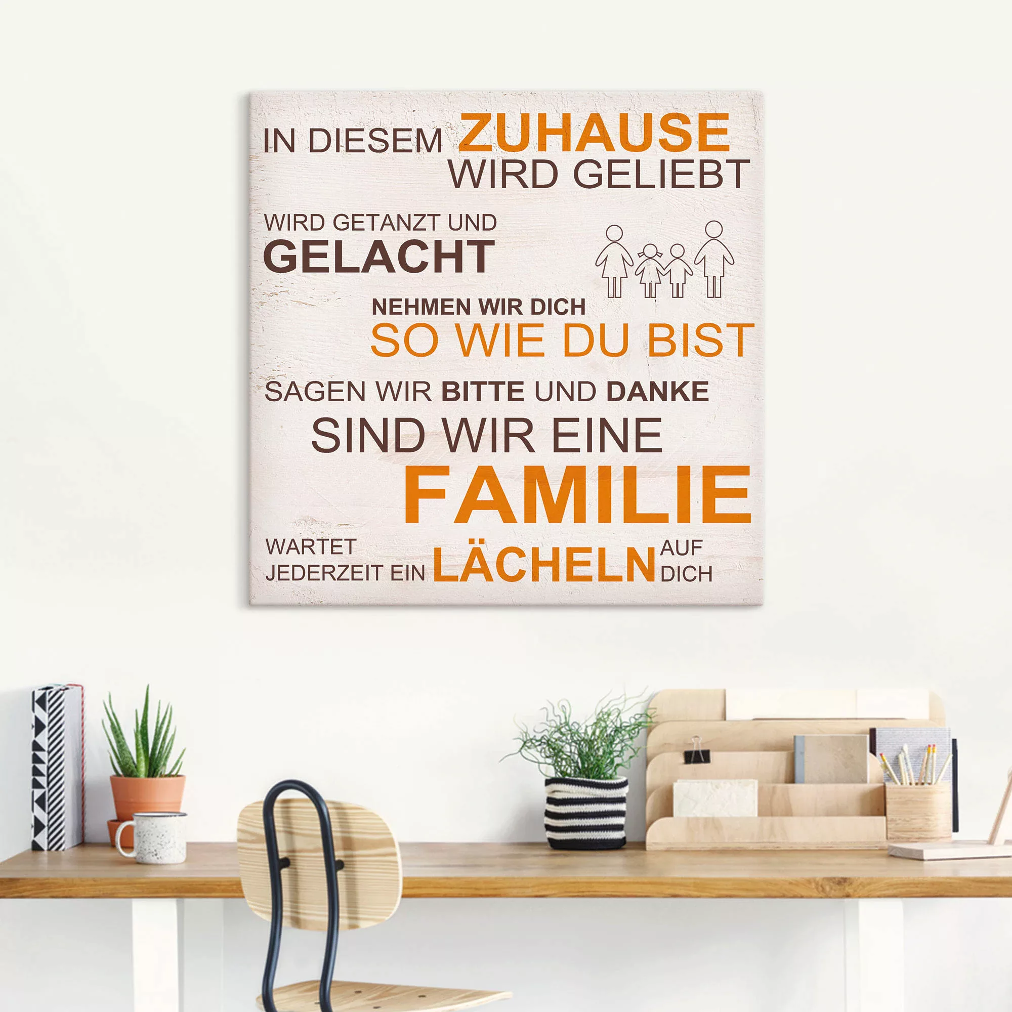 Artland Leinwandbild "In diesem Zuhause - beige", Sprüche & Texte, (1 St.), günstig online kaufen